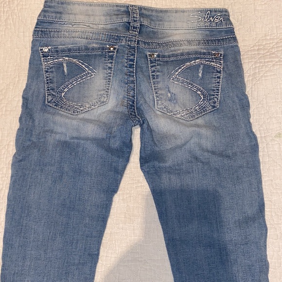 Silver Jeans (Camden) Skinny Leg Lace Cut Out Distressed Jeans W27 L31 - Picture 3 of 4